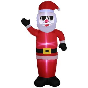 Outsunny Babbo Natale Gonfiabile con Occhiali da Sole, Luci LED e Gonfiatore Incluso, 89x44x178cm