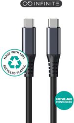 INFINITE-USB-C-Cable-1m-USB4---Gen2-100W-20Gbps-Black.---Recycled-Plastic.-Super-Soft---Warranty-60M