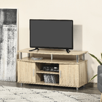 HOMCOM-Mobile-TV-Moderno-con-2-Ripiani-Fori-Passacavi-e-2-Armadietti-in-MDF-105x40x55cm---Rovere