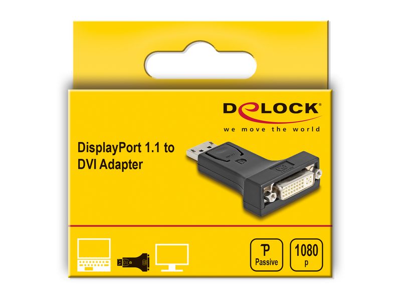 Adattatore-Delock-DisplayPort-1.1-maschio-a-DVI-femmina-passivo-nero