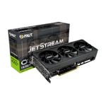 Palit Die GeForce RTX 4060 Ti JetStream in Tiefschwarz mit geometrischen Blockmustern demonstriert ein