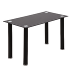 HOMCOM Tavolo da Pranzo Rettangolare, Tavolo Cucina Moderno per Soggiorno, Gambe Rotonde in Metallo e Piano in Vetro Temperato, 120x60x75cm, Nero