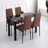 HOMCOM-Tavolo-da-Pranzo-Rettangolare-Tavolo-Cucina-Moderno-per-Soggiorno-Gambe-Rotonde-in-Metallo-e-Piano-in-Vetro-Temperato-120x60x75cm-Nero