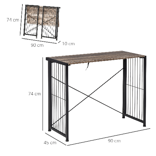 HOMCOM-Scrivania-Richiudibile-Salvaspazio-per-Casa-e-Ufficio-Legno-e-Metallo-90x45x74cm-Marrone