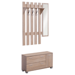 HOMCOM-Set-3-Pezzi-Scarpiera-Appendiabiti-e-Specchio-per-Ingresso-in-Legno