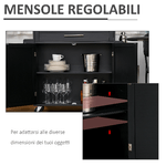 HOMCOM-Carrello-da-Cucina-con-Cassetti-Portaspezie-e-Armadietto-Carrelloda-Portata-con-4-Ruote-e-Piano-di-Lavoro-in-Legno-109x40x89cm-Nero