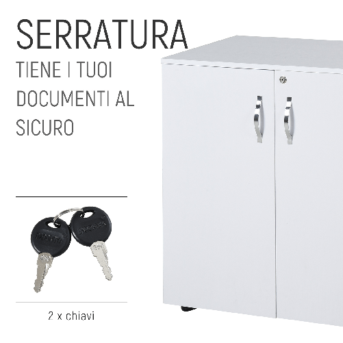 HOMCOM-Mobiletto-da-Ufficio-Multiuso-con-Serratura-Armadietto-per-Documenti-con-2-Ante-e-Mensola-Interna-in-Legno-Bianco-80x40x80cm