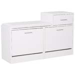 HOMCOM Scarpiera Portascarpe Robusta Design Moderno 12 Paia di Scarpe Sedile con Cuscino da Ingresso in Legno Truciolato 94,5 x 57 x 30 cm Bianco