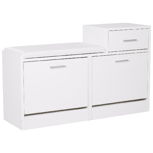 HOMCOM-Scarpiera-Portascarpe-Robusta-Design-Moderno-12-Paia-di-Scarpe-Sedile-con-Cuscino-da-Ingresso-in-Legno-Truciolato-945-x-57-x-30-cm-Bianco