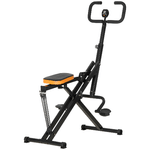 HOMCOM Total Crunch Fitness Pieghevole con Monitor LCD e Seduta Regolabile, in Acciaio e PU, 90x63x124-136 cm