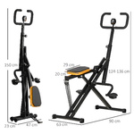 HOMCOM-Total-Crunch-Fitness-Pieghevole-con-Monitor-LCD-e-Seduta-Regolabile-in-Acciaio-e-PU-90x63x124-136-cm