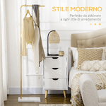 HOMCOM-Appendiabiti-da-Ingresso-Camera-da-Letto-e-Soggiorno-in-Metallo-e-Marmo-35x25x152-cm-Oro-e-Bianco