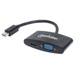 Manhattan 152709 cavo e adattatore video 025 m Mini DisplayPort HDMI  VGA D-Sub Nero (MINI DISPLAYPORT TO HDMI/VGA- - 25