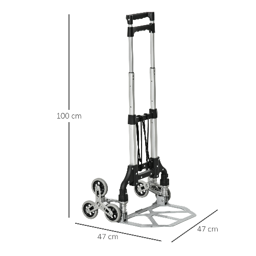 Durhand-Carrello-Portapacchi-Pieghevole-in-Alluminio-con-6-Ruote-per-Scale-Carico-70kg