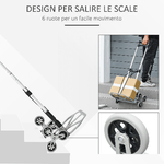 Durhand-Carrello-Portapacchi-Pieghevole-in-Alluminio-con-6-Ruote-per-Scale-Carico-70kg