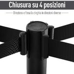 Outsunny-Colonnine-Separacode-Colonnina-Segnapercorso-con-Nastro-Nero-in-Acciaio-Inox-200x32x90CM