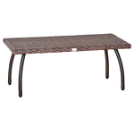 Outsunny Tavolino da Giardino e Esterno in Rattan Sintetico, Terrazzo Impermeabile Marrone 90x50x35cm