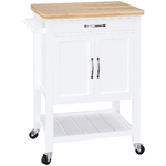 HOMCOM Carrello da Cucina Salvaspazio con Cassetto Armadietto e Ripiano, Mobile Cucina Carrello da Portata con 4 Ruote per Sala da Pranzo, Bianco