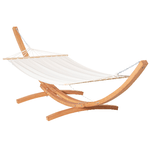 Outsunny Amaca con Supporto in Legno di Pino e Cotone per Giardino, 392x120x102cm, Bianca, Peso 150kg