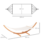 Outsunny-Amaca-con-Supporto-in-Legno-di-Pino-e-Cotone-per-Giardino-392x120x102cm-Bianca-Peso-150kg