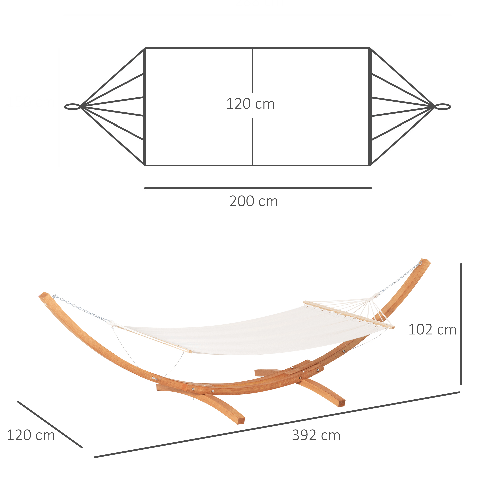 Outsunny-Amaca-con-Supporto-in-Legno-di-Pino-e-Cotone-per-Giardino-392x120x102cm-Bianca-Peso-150kg