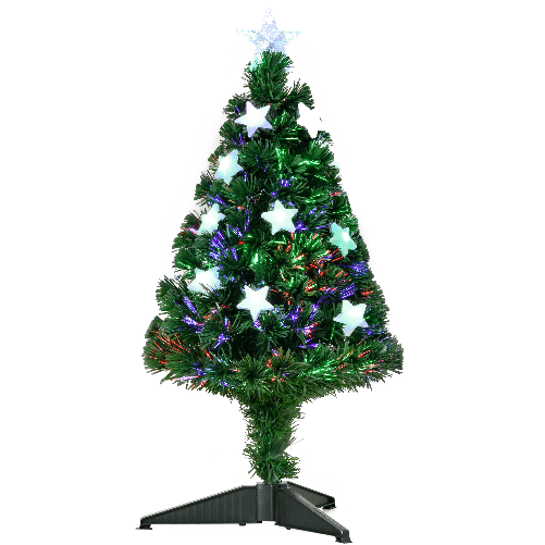 HOMCOM-Albero-di-Natale-90cm-con-90-Rami-in-PVC-e-Fibra-Ottica-con-12-LED