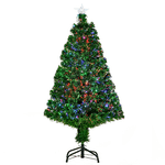 HOMCOM Albero di Natale 120cm con 130 Rami in Fibra Ottica e PVC e 16 luci LED