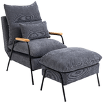 HOMCOM Poltrona Relax Reclinabile con Pouf Poggiapiedi in Velluto a Costine, Grigio