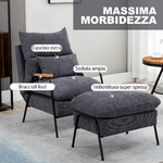 HOMCOM-Poltrona-Relax-Reclinabile-con-Pouf-Poggiapiedi-in-Velluto-a-Costine-Grigio