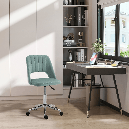 Vinsetto-Sedia-da-Ufficio-Ergonomica-e-Girevole-Sedia-Imbottita-per-Scrivania-con-Altezza-Regolabile-Verde-Petrolio-49x54x79-91cm