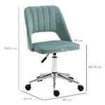 Vinsetto-Sedia-da-Ufficio-Ergonomica-e-Girevole-Sedia-Imbottita-per-Scrivania-con-Altezza-Regolabile-Verde-Petrolio-49x54x79-91cm