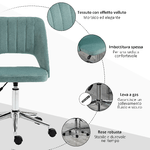 Vinsetto-Sedia-da-Ufficio-Ergonomica-e-Girevole-Sedia-Imbottita-per-Scrivania-con-Altezza-Regolabile-Verde-Petrolio-49x54x79-91cm