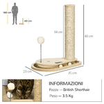 PawHut-Tiragraffi-per-Gatti-4kg-max-in-Truciolato-e-Iuta-con-Palline-da-Gioco-Incluse-35x23x40-cm-color-Rovere