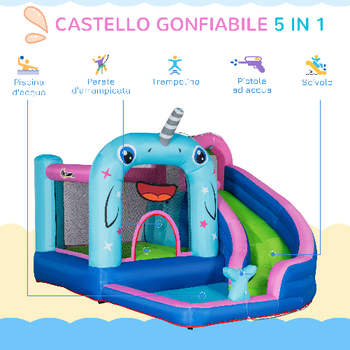 Outsunny-Gioco-Gonfiabile-per-Bambini-3-8-Anni-a-tema-Narvalo-con-Borsa-11-Paletti-e-Toppe-Inclusi-330x280x200-cm