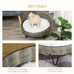 PawHut-Cuccia-per-Cani-e-Gatti-in-Rattan-PE-con-Cuscino-in-Peluche-Lavabile-Φ60x32cm-Grigio-Scuro