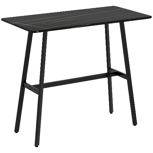 HOMCOM-Tavolo-da-Bar-Rettangolare-per-4-Persone-in-MDF-e-Metallo-118x58x98-cm-Nero