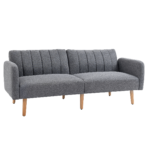 HOMCOM-Divano-Letto-2-Posti-a-1-Piazza-con-Schienale-Reclinabile-in-Tessuto-173x75x73cm---Grigio