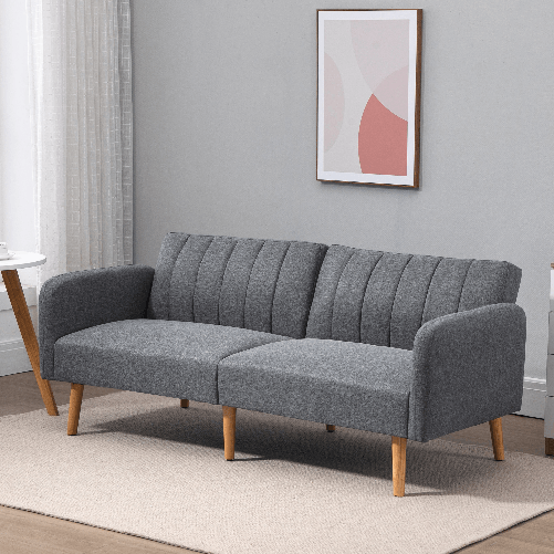 HOMCOM-Divano-Letto-2-Posti-a-1-Piazza-con-Schienale-Reclinabile-in-Tessuto-173x75x73cm---Grigio