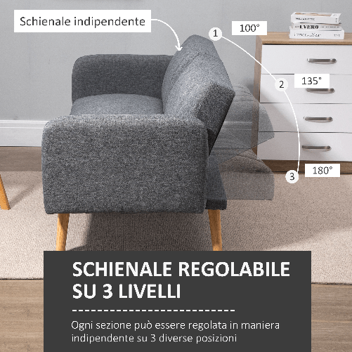 HOMCOM-Divano-Letto-2-Posti-a-1-Piazza-con-Schienale-Reclinabile-in-Tessuto-173x75x73cm---Grigio
