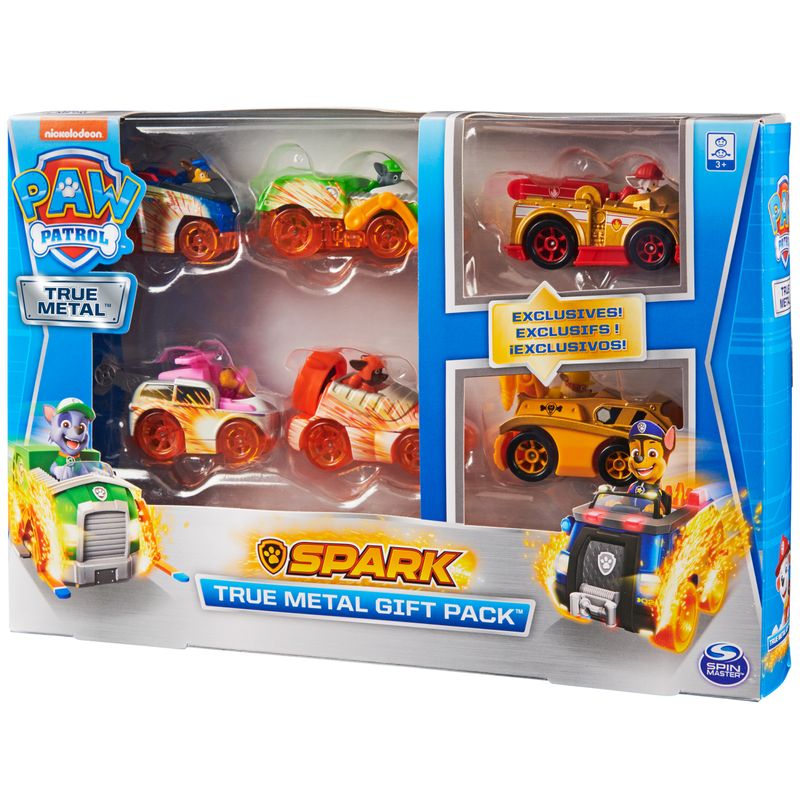 PAW-Patrol--confezione-regalo-True-Metal-Spark-con-6-veicoli-die-cast-da-collezione-in-scala-155