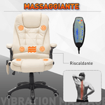 HOMCOM-Poltrona-da-Gaming-Massaggiante--Sedia-da-Ufficio-Girevole-con-Riscaldamento-Ecopelle--Altezza-Regolabile-62-x-68-x-111-121cm-Beige