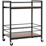 HOMCOM Carrello da Cucina Portavivande con Ruote Girevoli in Acciaio e Legno, 62x40x75cm