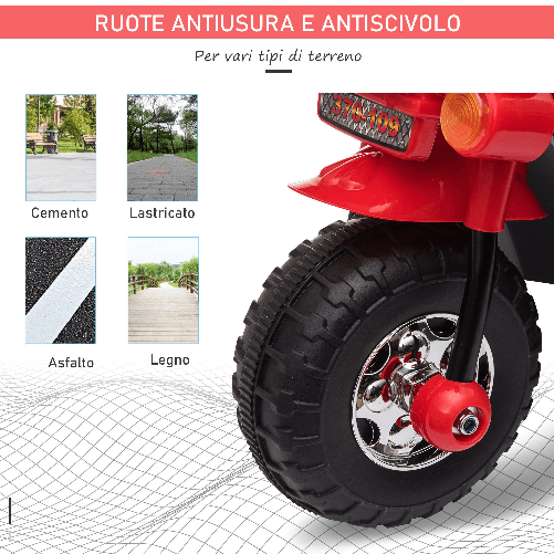 HOMCOM-motoretta-per-bambini-18-36-Mesi-con-3-Ruote-Luci-e-Suoni-Realistici-Rossa