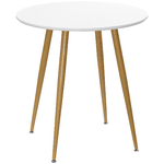 HOMCOM Tavolo da Pranzo Rotondo per 2 Persone in MDF e Metallo, Φ72x75 cm, Bianco e color Legno