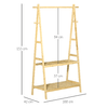 HOMCOM-Stand-Appendiabiti-con-2-Scaffali-e-4-Ganci-Laterali-Struttura-in-Bambu-100L-x-42P-x-155Acm-Color-Legno