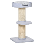 PawHut Tiragraffi per Gatti con Lettino, Rivestimento Peluche e Palo in Sisal, 45x45x91cm, Azzurro