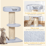 PawHut-Tiragraffi-per-Gatti-con-Lettino-Rivestimento-Peluche-e-Palo-in-Sisal-45x45x91cm-Azzurro