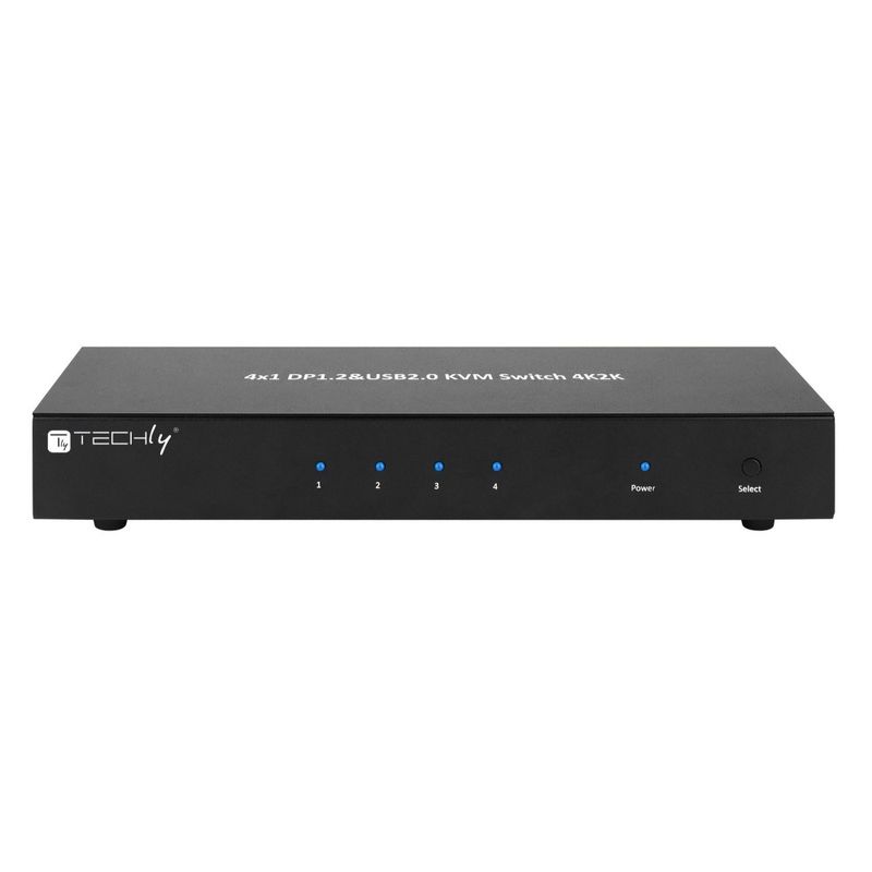 Techly-IDATA-DP-KVM4-switch-per-keyboard-video-mouse--kvm--Montaggio-rack-Nero