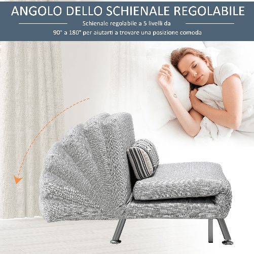 HOMCOM-Poltrona-Letto-in-Ferro-e-Cotone-con-Cuscino-a-Righe-75-x-70-x-75cm-Grigio