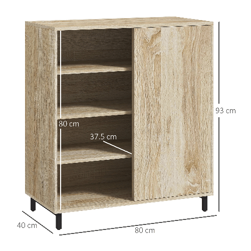 HOMCOM-Mobile-Scarpiera-a-4-Livelli-in-Truciolato-e-Acciaio-con-Ripiani-Regolabili-max-12-Paia-80x40x93-cm